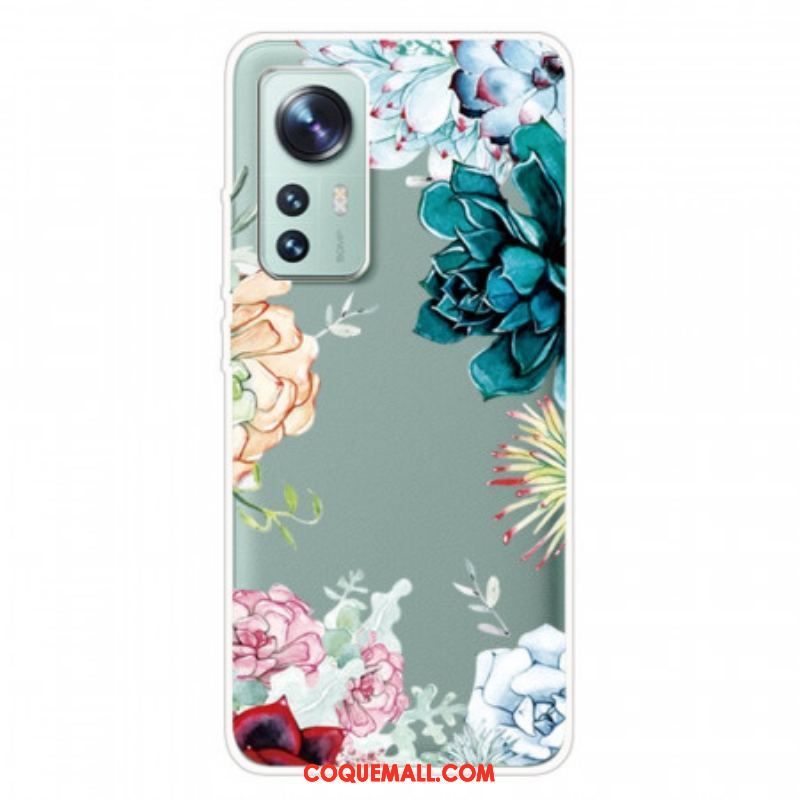 Coque Xiaomi 12 Pro Silicone Fleurs Sauvages