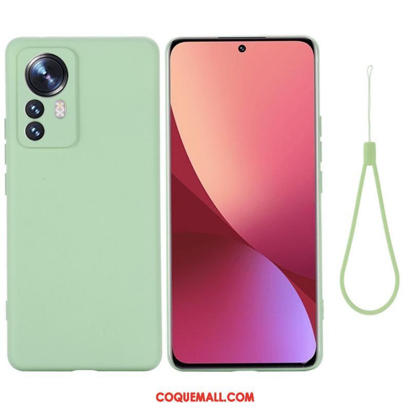 Coque Xiaomi 12 Pro Silicone Liquide Avec Lanière