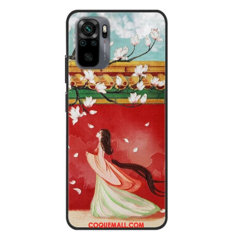 Coque Xiaomi Redmi Note 10/10S/Poco M5s La Femme à Fleurs Asiatiques