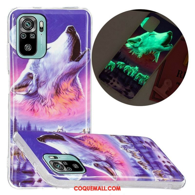 Coque Xiaomi Redmi Note 10/10S/Poco M5s Série Loup Fluorescente