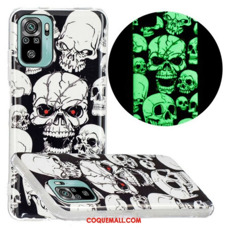 Coque Xiaomi Redmi Note 10/10S/Poco M5s Têtes de Mort Fluorescente