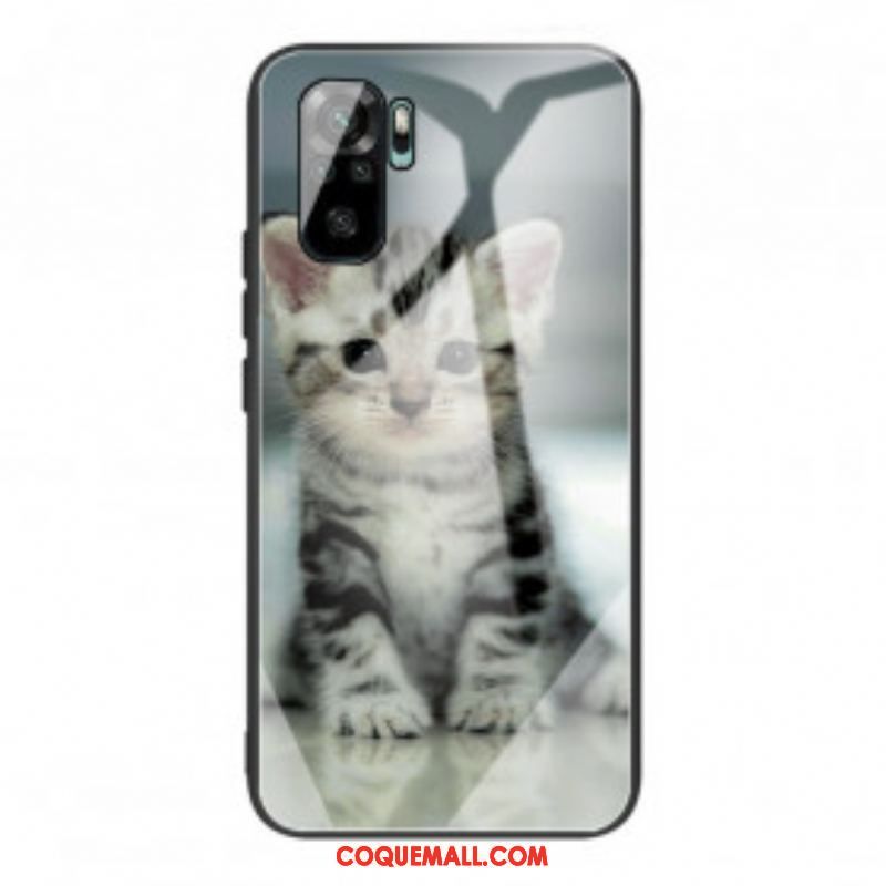 Coque Xiaomi Redmi Note 10/10S/Poco M5s Verre Trempé Chaton