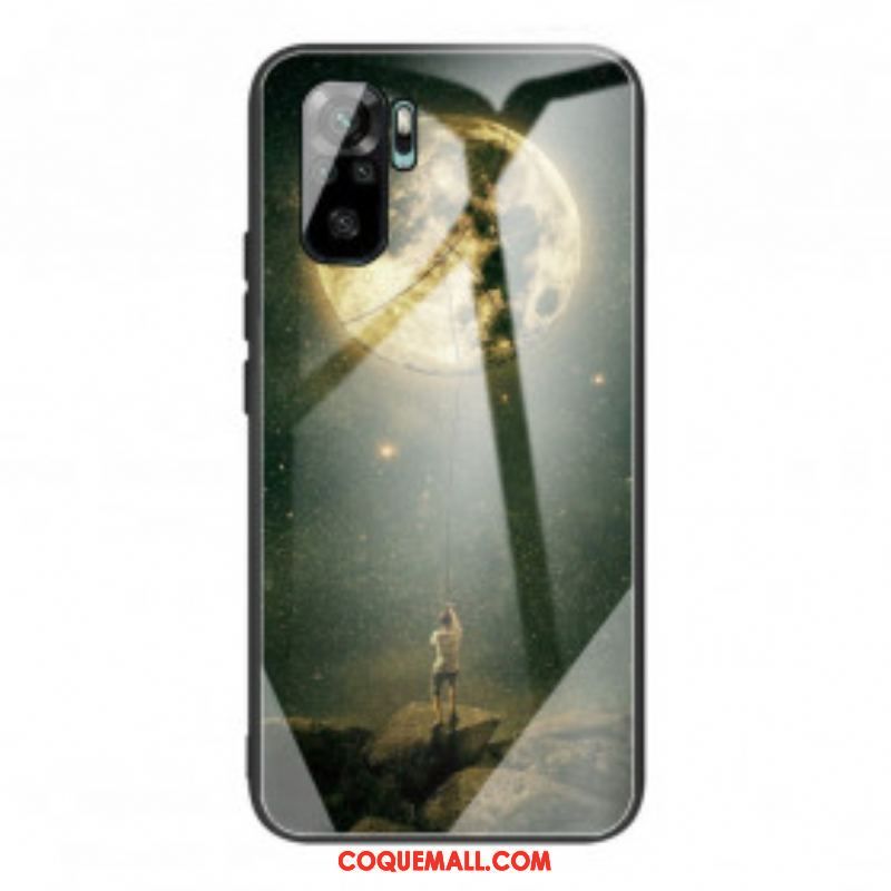 Coque Xiaomi Redmi Note 10/10S/Poco M5s Verre Trempé Homme à la Lune