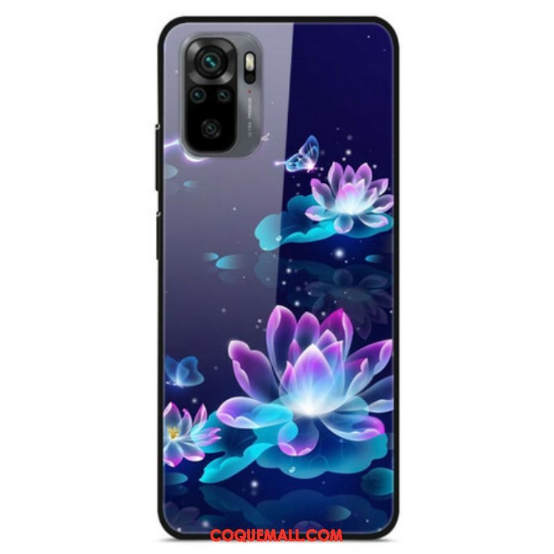 Coque Xiaomi Redmi Note 10/10S/Poco M5s Verre trempé Nénuphars