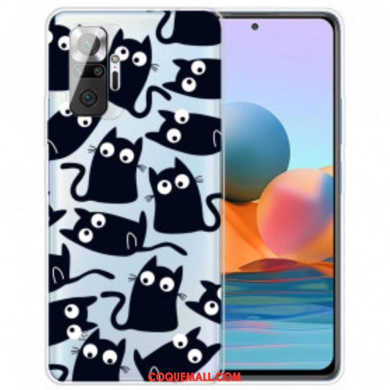 Coque Xiaomi Redmi Note 10 Pro Multiples Chats Noirs