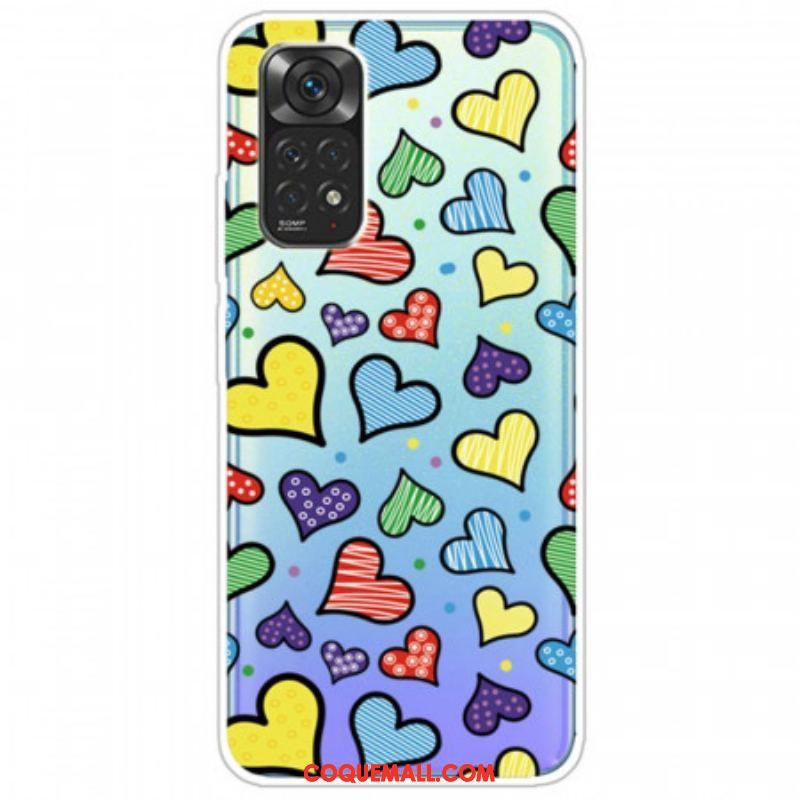 Coque Xiaomi Redmi Note 11 / 11s Coeurs Multicolors