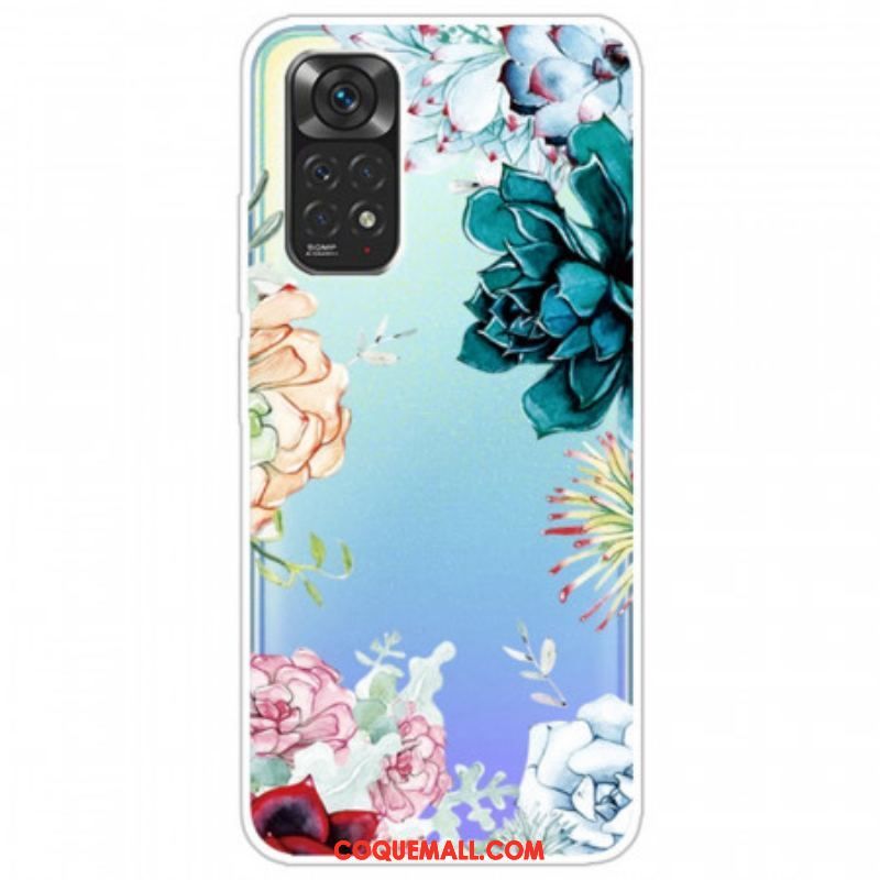 Coque Xiaomi Redmi Note 11 / 11s Transparente Fleurs Aquarelle