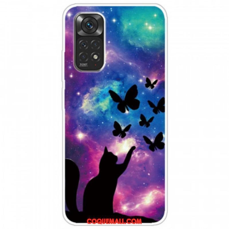 Coque Xiaomi Redmi Note 11 Pro / Note 11 Pro 5G Chat et Papillons Dans l'Espace