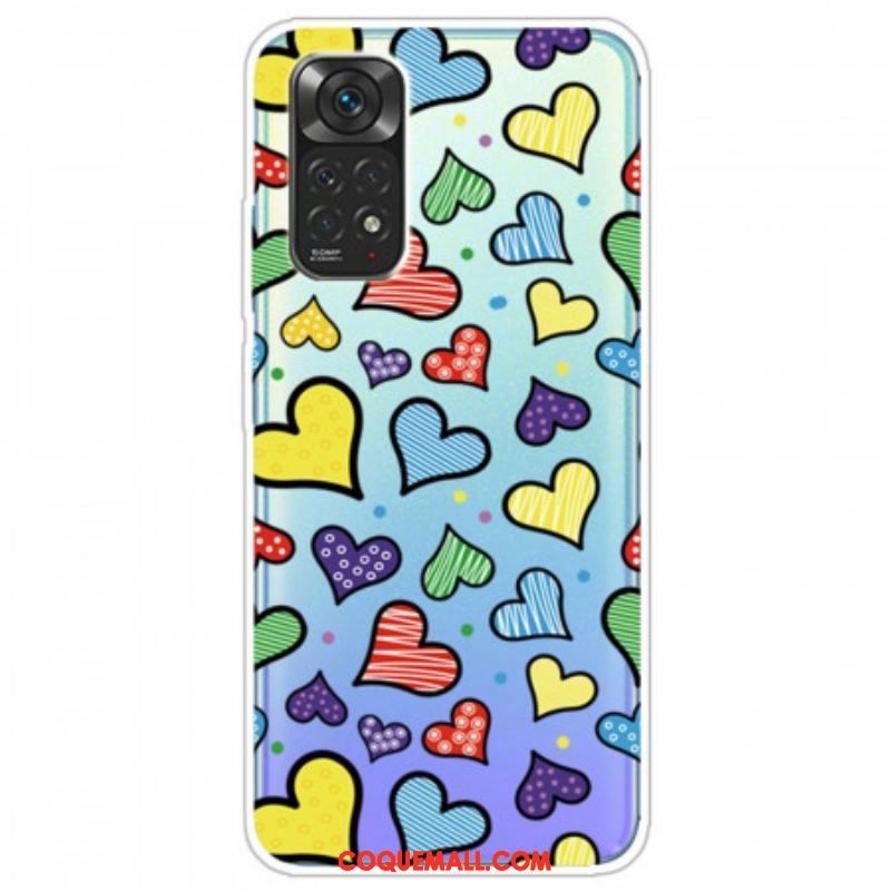 Coque Xiaomi Redmi Note 11 Pro /  Note 11 Pro 5G Coeurs Multicolores