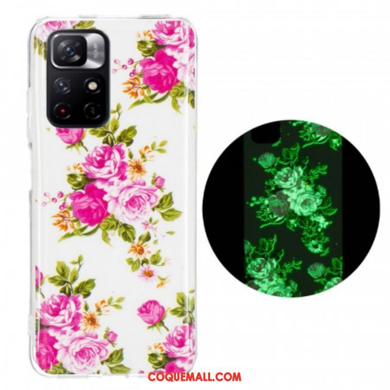 Coque Xiaomi Redmi Note 11 Pro Plus 5G Fleurs Liberty Fluorescente