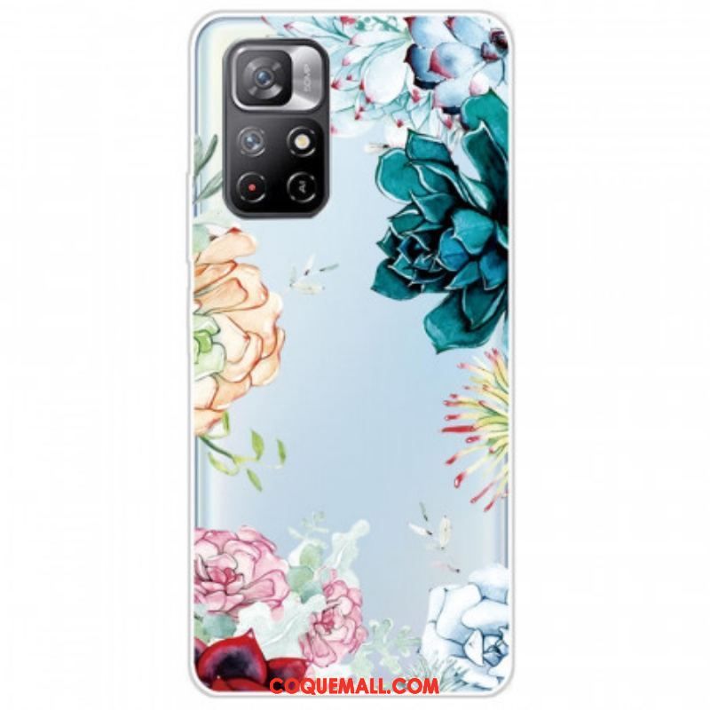 Coque Xiaomi Redmi Note 11 Pro Plus 5G Transparente Fleurs Aquarelle