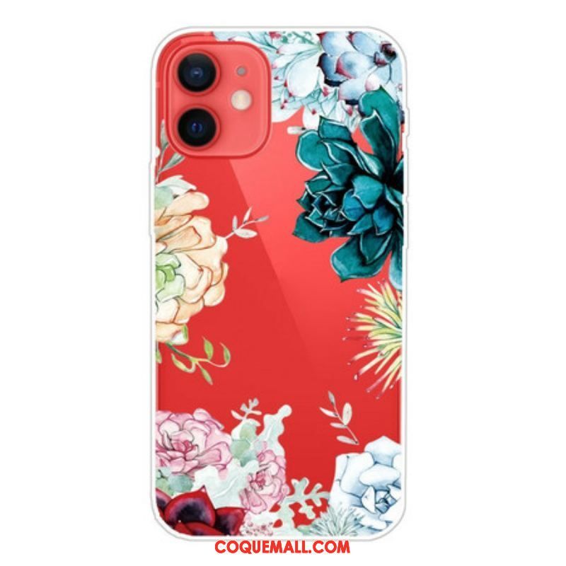 Coque iPhone 13 Mini Fleurs Aquarelle