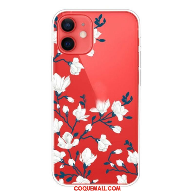 Coque iPhone 13 Mini Fleurs Blanches