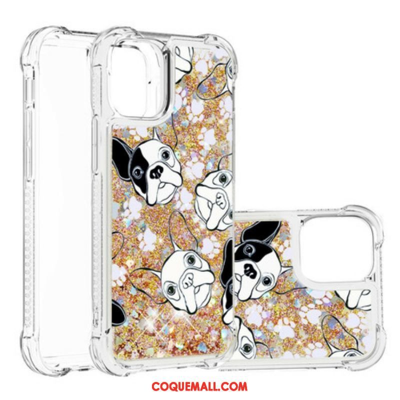 Coque iPhone 13 Mini Mr Chien Paillettes