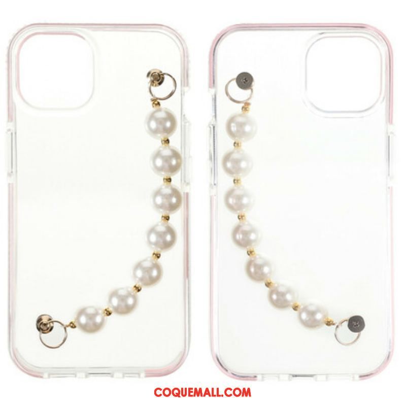 Coque iPhone 13 Mini Silicone Bracelet Perles