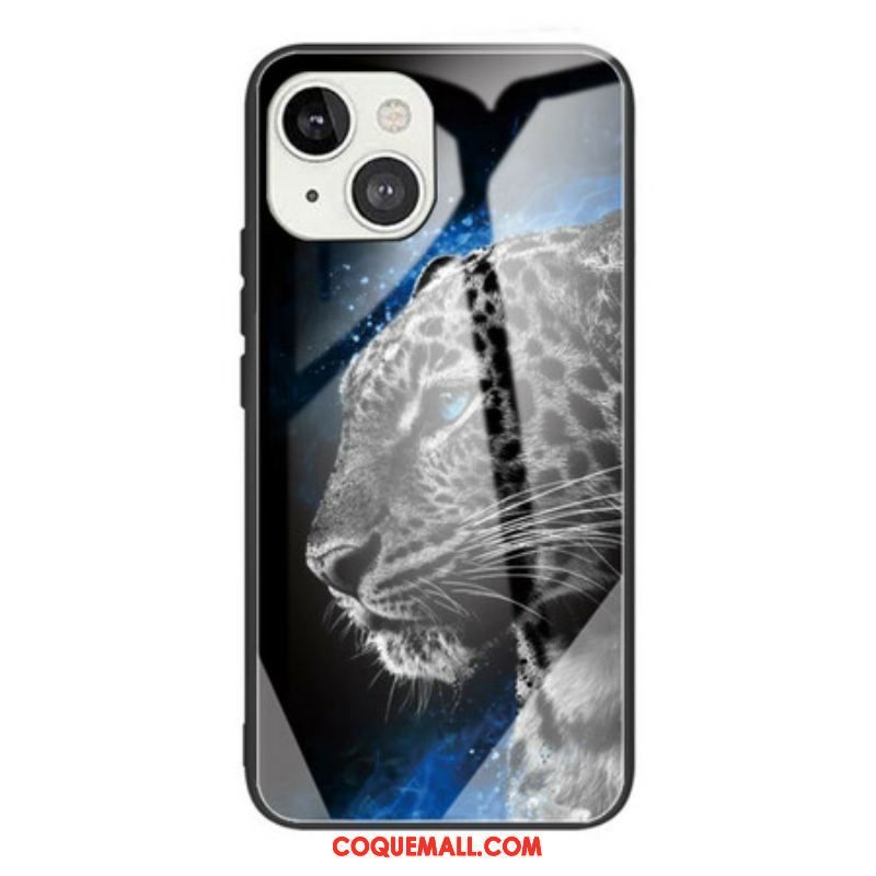 Coque iPhone 13 Mini Verre Trempé Face de Félin