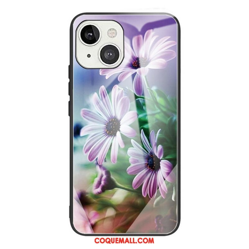 Coque iPhone 13 Mini Verre Trempé Fleurs Réalistes