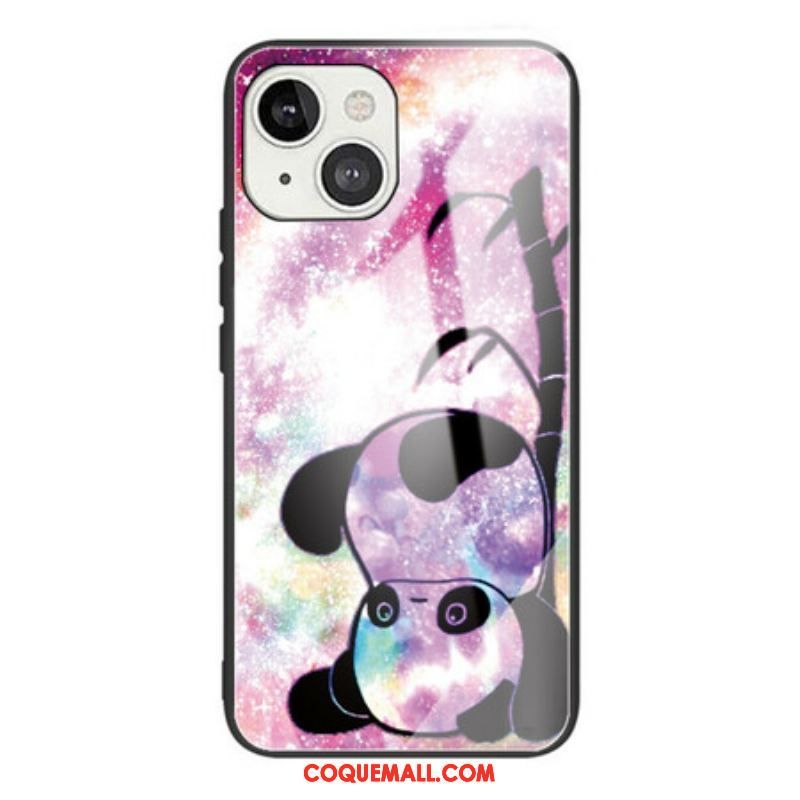 Coque iPhone 13 Mini Verre Trempé Panda et Bambou