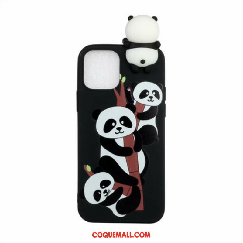 Coque iPhone 13 Pro 3D Pandas Sur Le Bambou