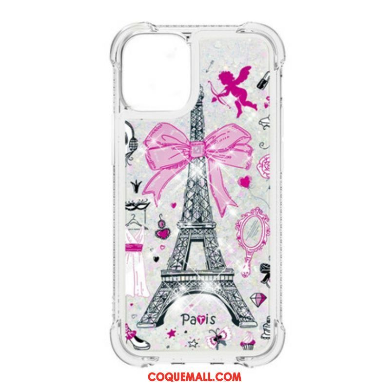 Coque iPhone 13 Pro La Tour Eiffel Paillettes