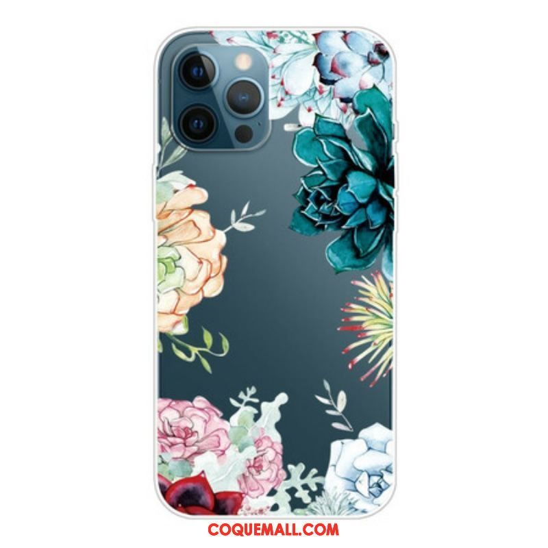 Coque iPhone 13 Pro Max Fleurs Aquarelle