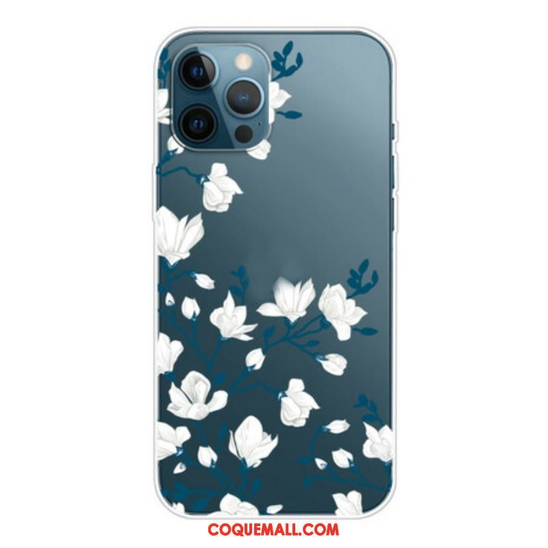 Coque iPhone 13 Pro Max Fleurs Blanches