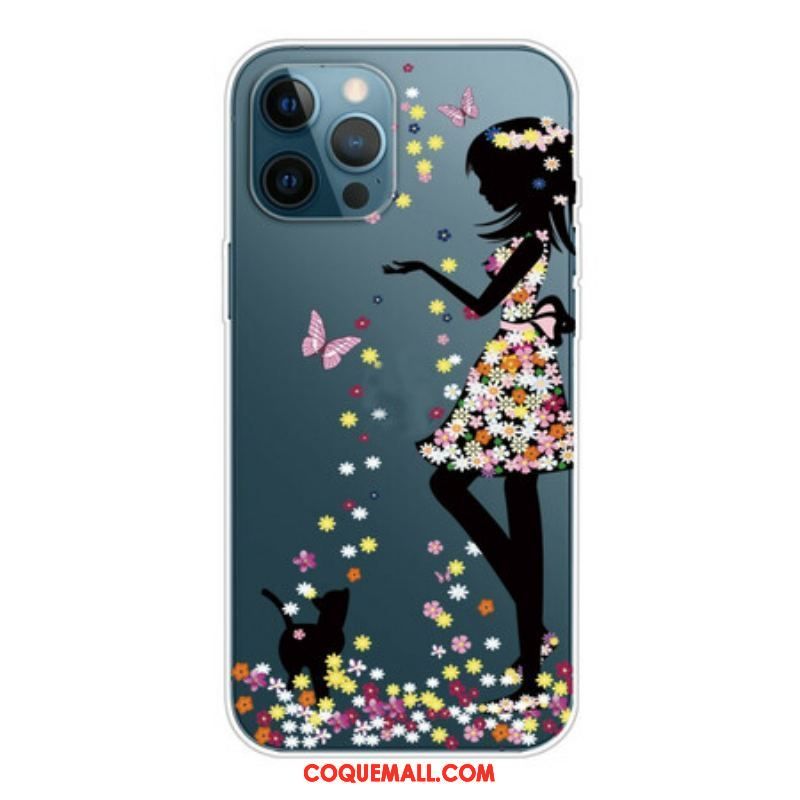 Coque iPhone 13 Pro Max Jeune Fille Fleurie