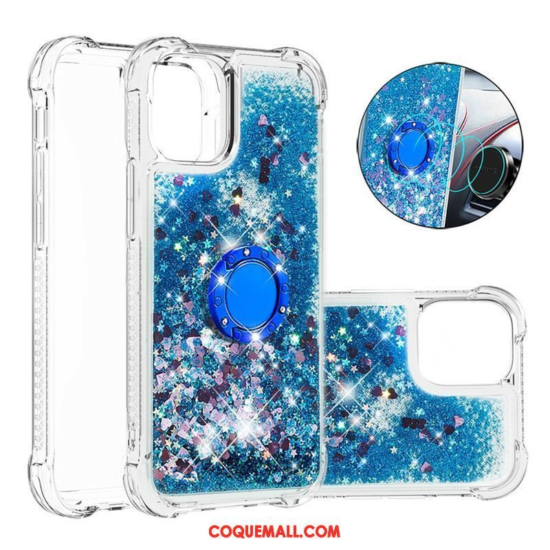 Coque iPhone 13 Pro Paillettes avec Anneau-Support