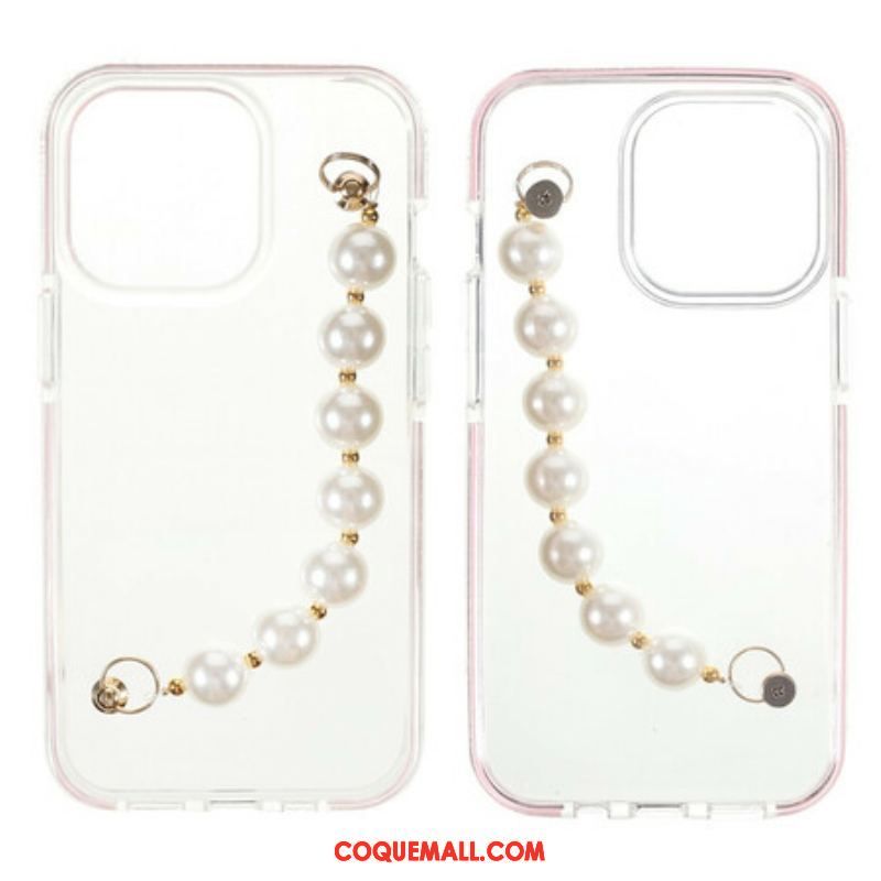 Coque iPhone 13 Pro Silicone Bracelet Perles