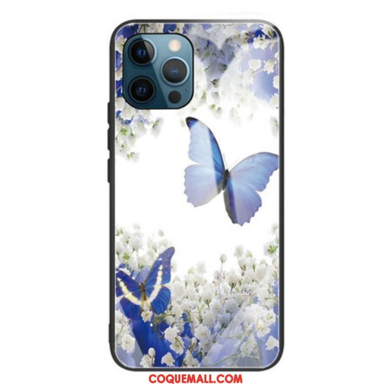 Coque iPhone 13 Pro Verre Trempé Papillons Design