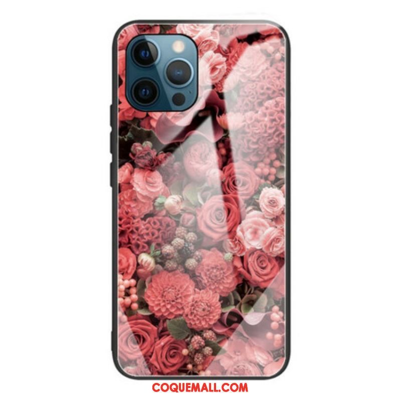 Coque iPhone 13 Pro Verre trempé Fleurs Roses