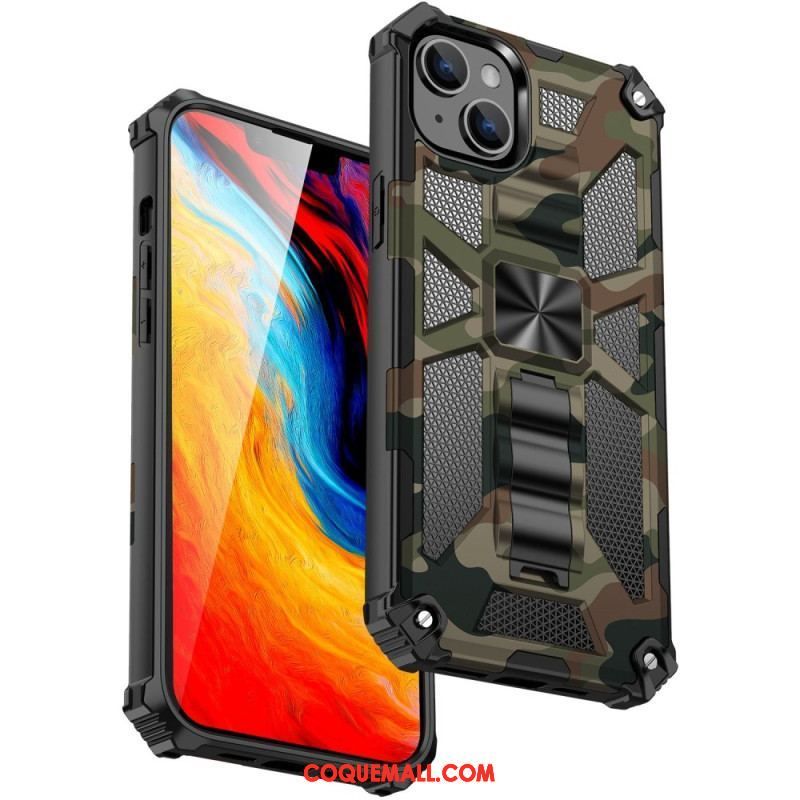 Coque iPhone 14 Camouflage Support Amovible