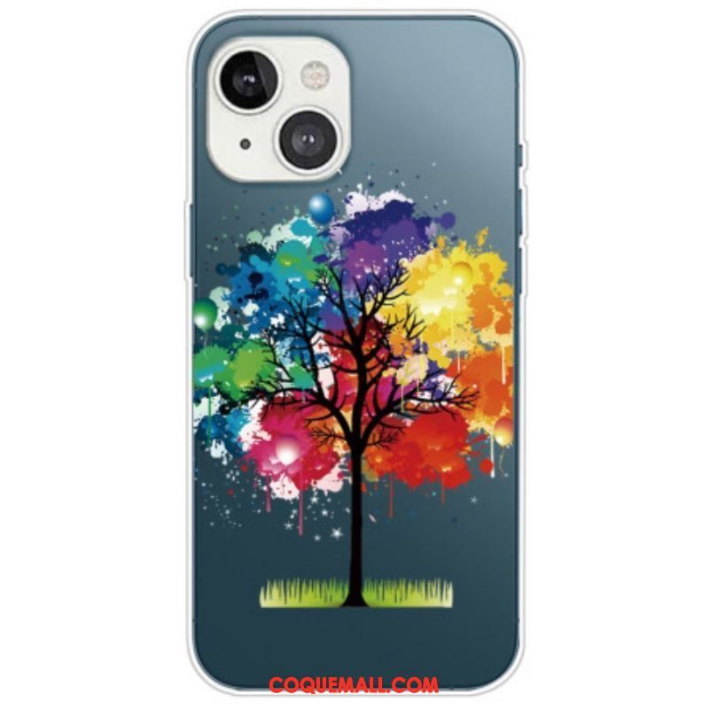 Coque iPhone 14 Plus Transparente Arbre Aquarelle