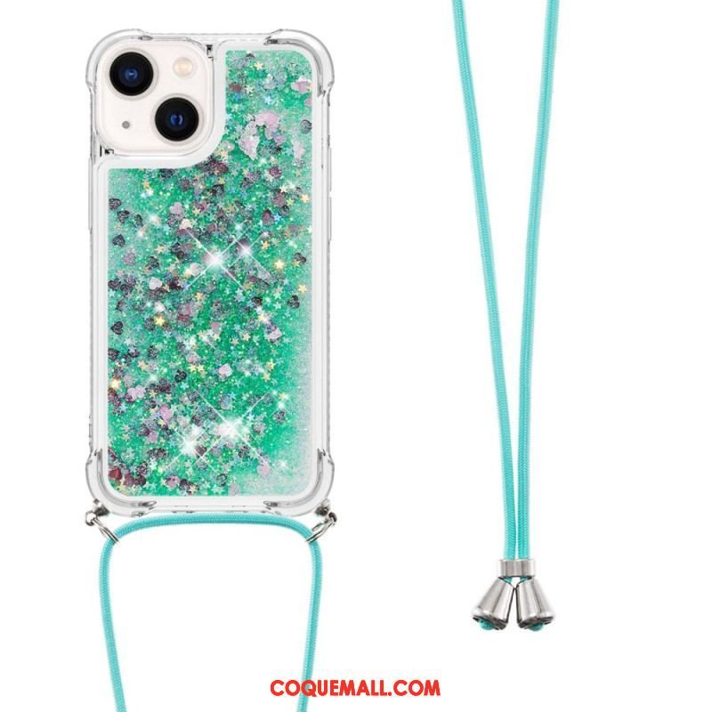 Coque iPhone 14 Plus à Cordon Paillettes