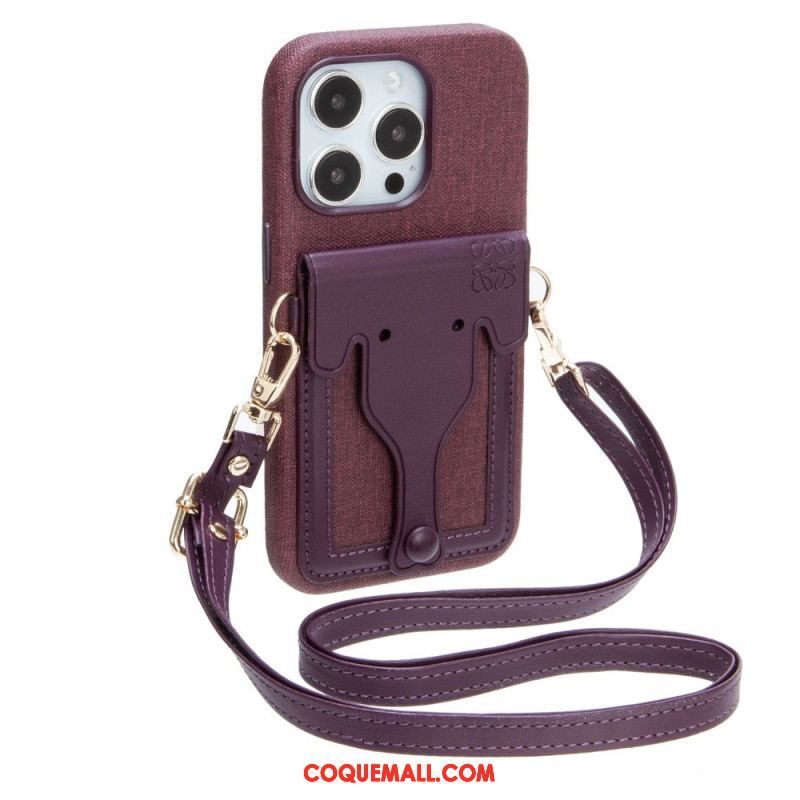 Coque iPhone 14 Porte-Carte Éléphant Avec Lanière