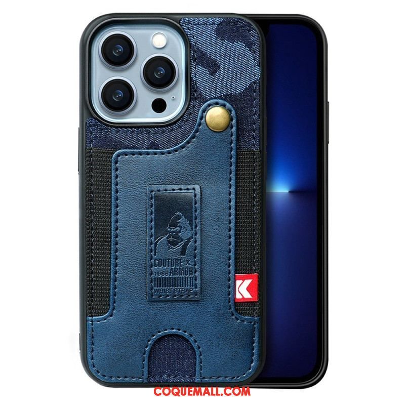 Coque iPhone 14 Porte-Cartes et Sangle Jeans