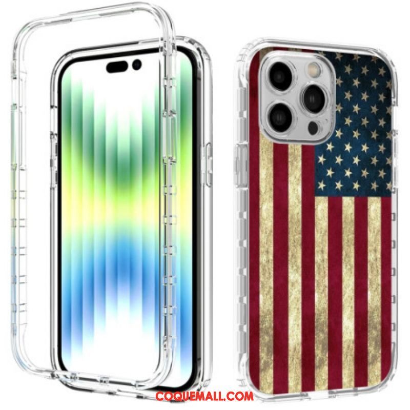 Coque iPhone 14 Pro Max Renforcée Drapeau Américain