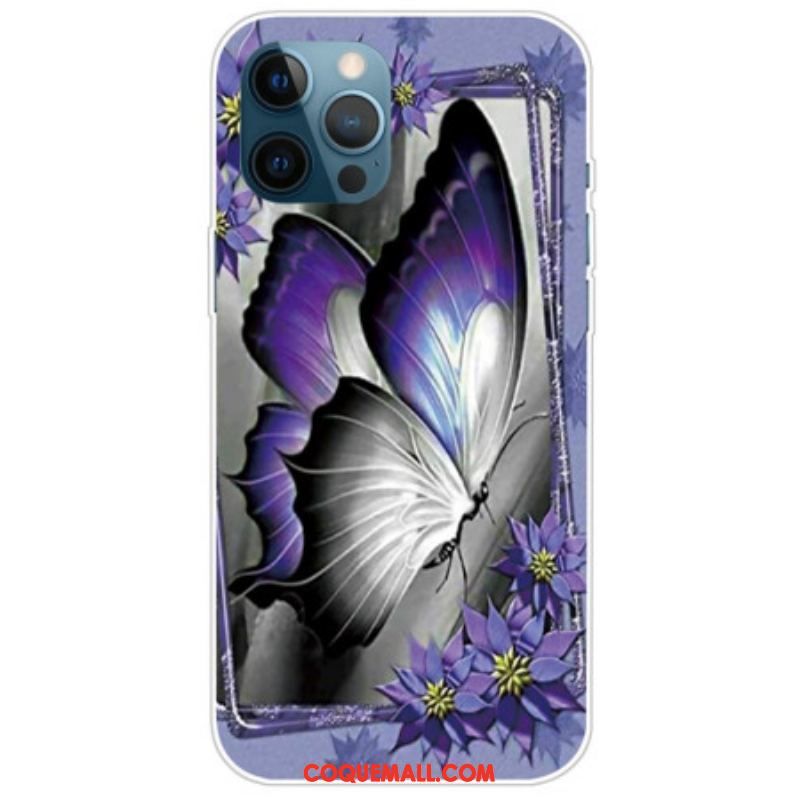 Coque iPhone 14 Pro Papillon Violet