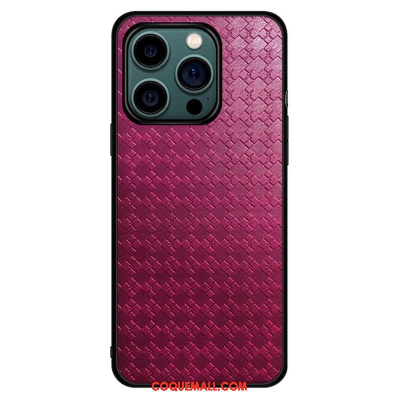 Coque iPhone 14 Pro Simili Cuir Tissé