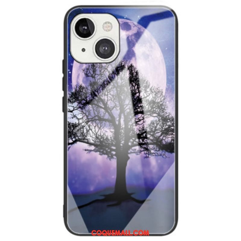 Coque iPhone 14 Verre Trempé Arbre et Lune