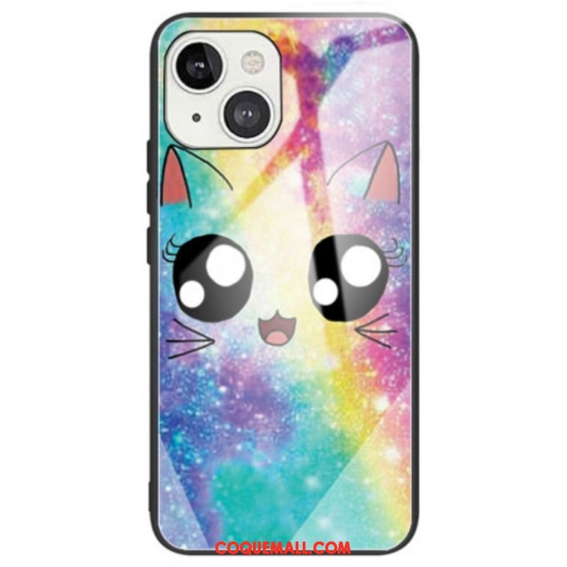 Coque iPhone 14 Verre Trempé Chat Déco