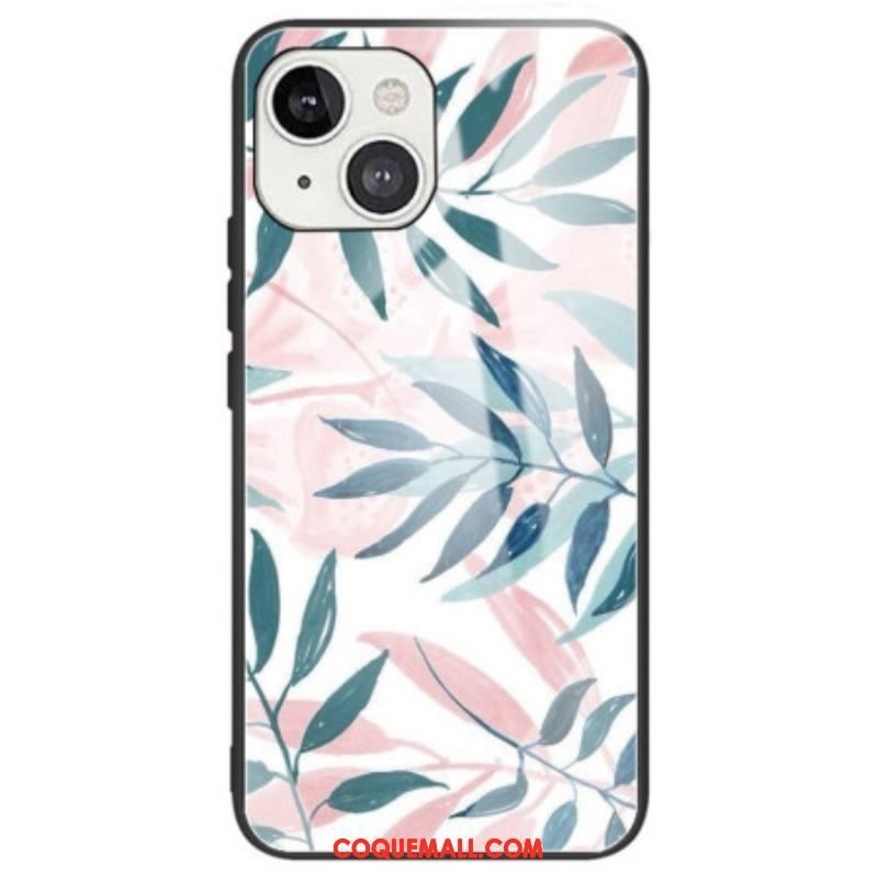 Coque iPhone 14 Verre Trempé Feuilles