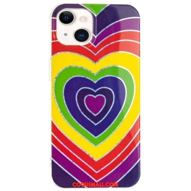 Coque iPhone 15 Plus Coeur Psychédélique