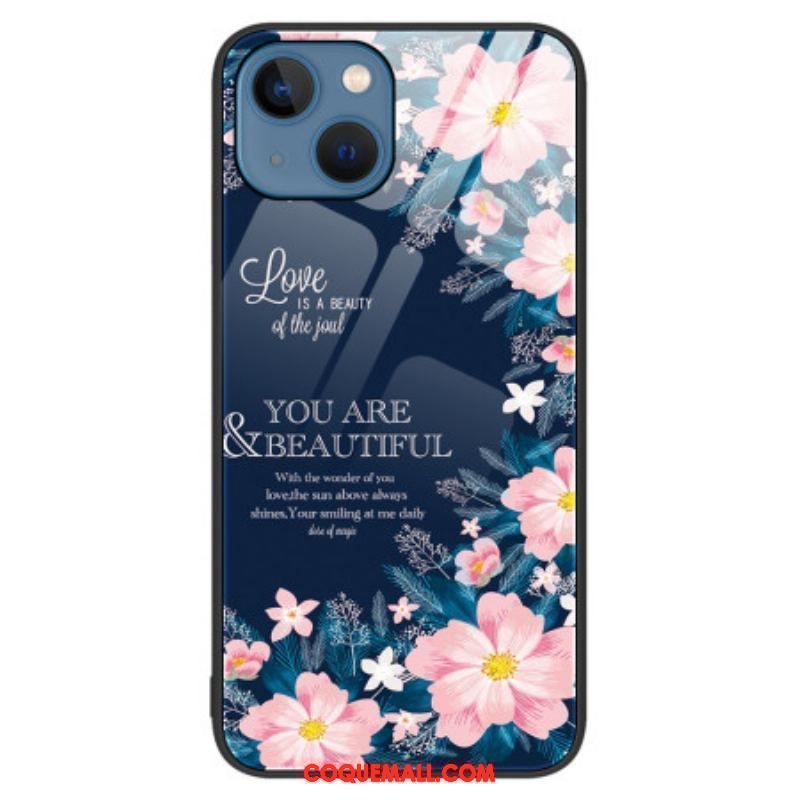 Coque iPhone 15 Plus Love Pink Flowers