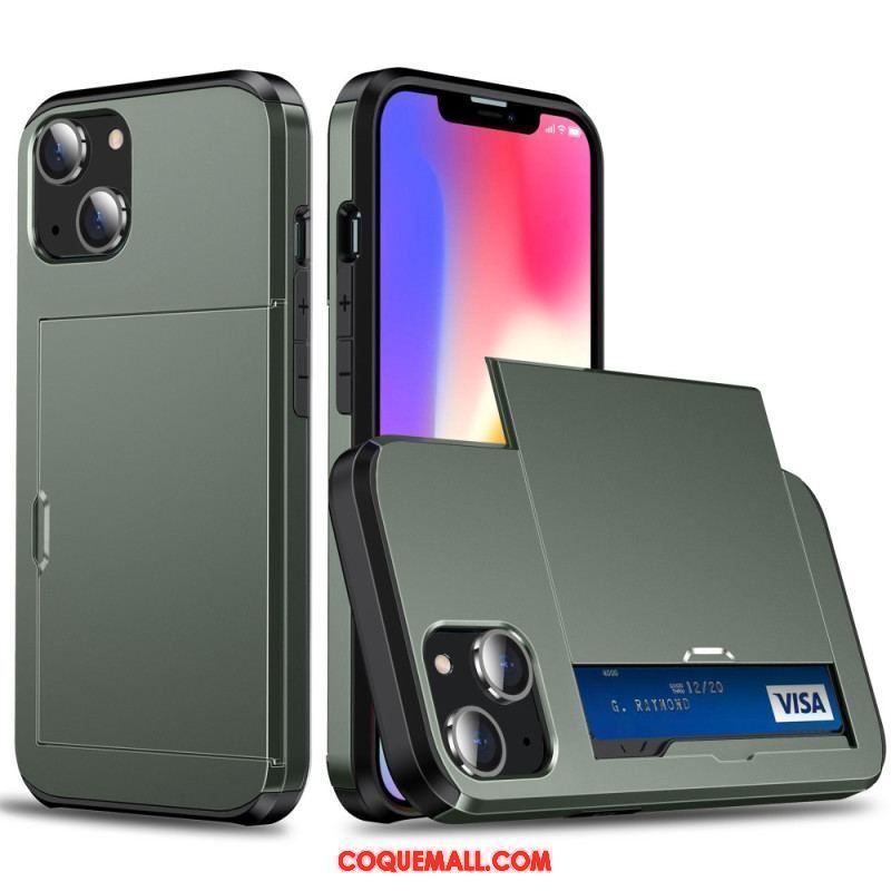 Coque iPhone 15 Plus Porte-Cartes Intégré Effet Métal