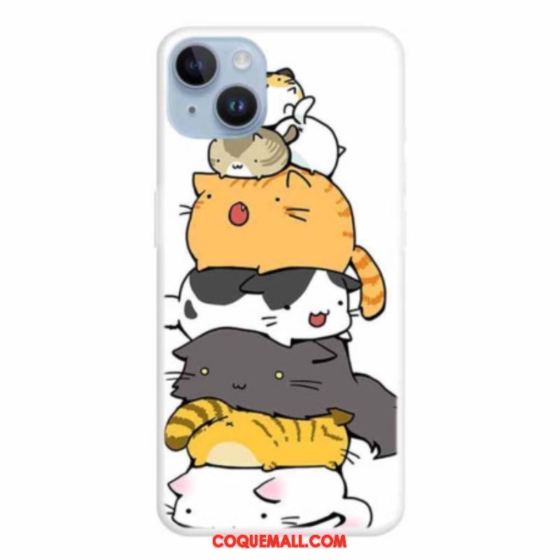 Coque iPhone 15 Plus Tas de Chats