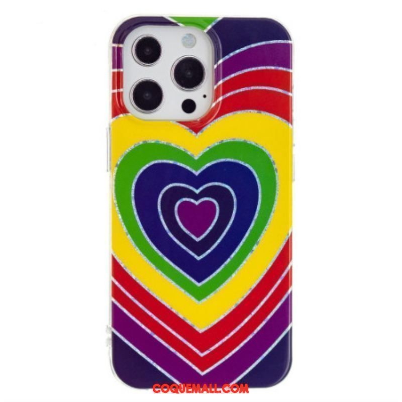 Coque iPhone 15 Pro Coeur Psychédélique