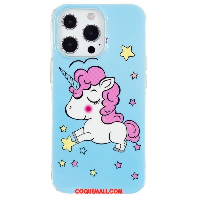 Coque iPhone 15 Pro Fluorescente Licorne