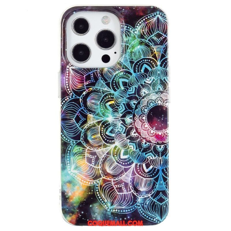 Coque iPhone 15 Pro Fluorescente Mandala