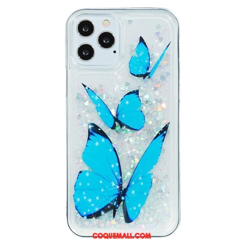 Coque iPhone 15 Pro Max Paillettes Papillons